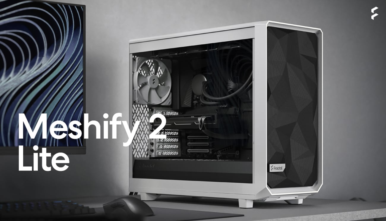 Fractal Design Meshify 2 Lite White TG Clear Tinted Tempered Glass